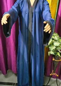 Elegant Navy Blue Abaya Burqa with Black Trim Desi