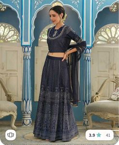 with tags Elegant Navy Blue Lehenga Choli Set