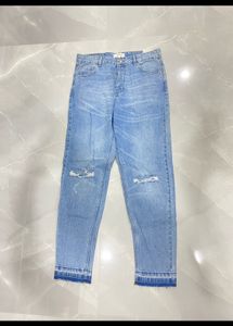 Mango Blue Washed Mom Jeans