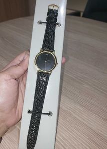 Classic Black Genuine Leather Watch