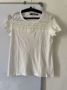 White Lace Detail T-Shirt
