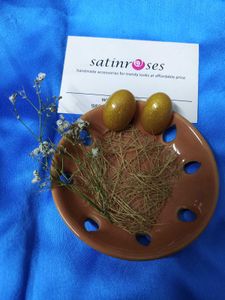 Golden Oval Earrings Two Studs