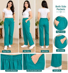 Teal Elastic Waistband Pants in L size