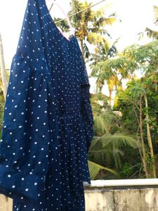 Navy Polka Dot Tiered Dress