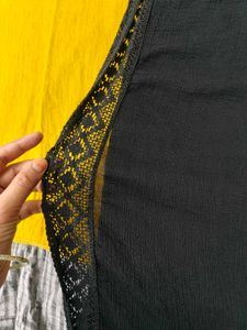 Yellow Kurta with Black Dupatta