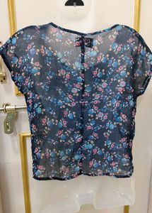 Sheer Floral Print Top