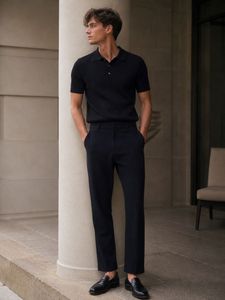 premium Old Money Midnight Navy Slim Fit Trousers