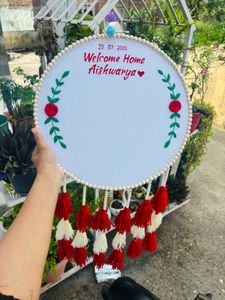 bride welcome handprint hoop
