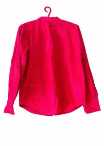 Bright Hot Pink Textured Button-Up Shirt