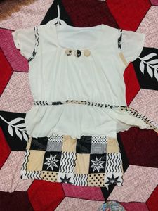 Chic White &amp; Patterned Mini Dress