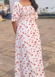 Cute Floral Print Midi Dress