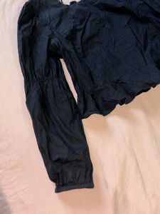 Chic Black Square Neck Peplum Top