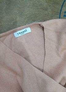 Peach Wrap Knit Top