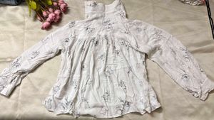 White Floral Print Tunic Top
