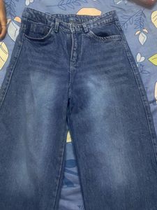 High-Waisted Wide-Leg Blue Jeans