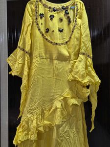 Yellow Embroidered Ethnic Gown