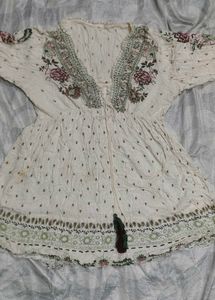 Boho Embroidered Cotton Kurta frock