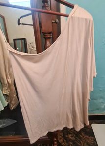 New One shoulder Flowy Beige Tunic Top