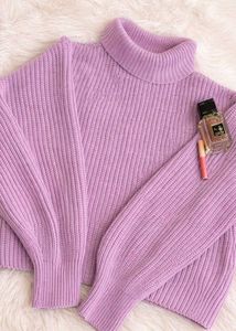 Lavender Knit Turtleneck Sweater🌷