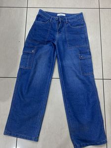 Blue Denim Cargo Pants