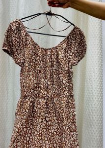 Cute Floral Print Off-Shoulder Dress