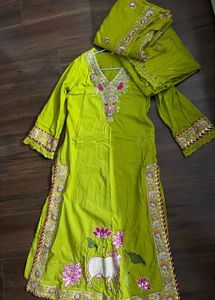 Vibrant Green Embroidered Kurta Set
