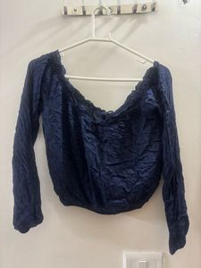 Aeropostale Navy Blue Off-Shoulder Blouse