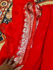 red suit with dupatta