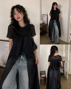 Sheer Black Maxi Tunic Top
