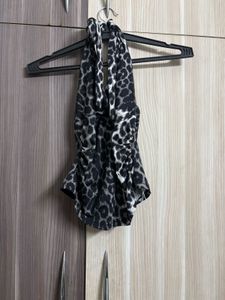 SAVANA Leopard Print Halter Neck Top