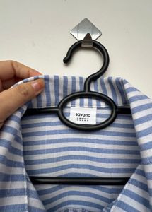 Blue Striped Wrap Blouse