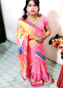 Vibrant Pink Saree with blause