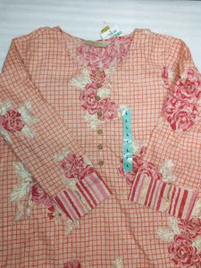 Max Peach Floral Print Kurta L size