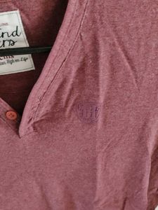 Men's Maroon V-Neck T-Shirt