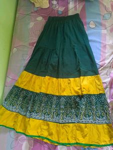 Elegant Green &amp; Yellow Dress Material