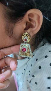 Square shape golden earrings