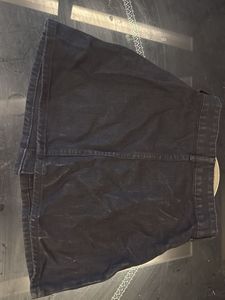 Black Denim Button-Up Skirt