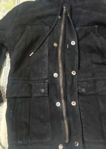Black Suede Hooded Jacket