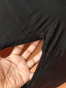 Black Cotton Blend Women Trouser