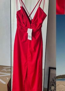 Zara Red linen Dress
