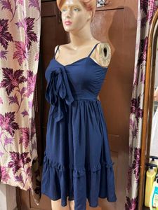 Chic Smocked Navy Blue Maxi Dress