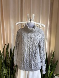 Imported Cable Knit Turtleneck Sweater