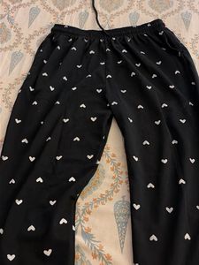 Cute Black Heart Pattern Pants