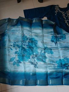 New Teal Kurta Set with digital Dupatta - XXL