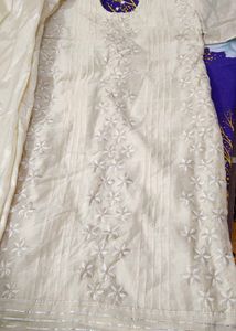 Elegant Cream Kurta Set with Embroidery- no dupatt