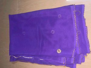Vibrant Purple Dupatta with Gold Border