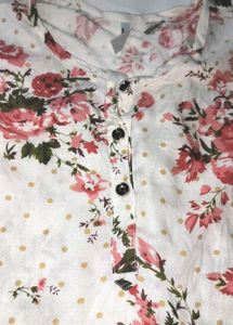 Floral Print Henley Top