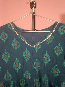 Stylish Teal Kurta with Intricate Print