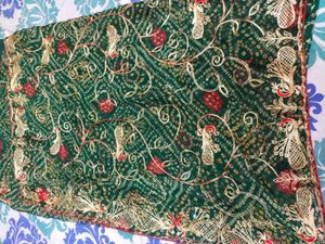 Elegant Green Bandhani saree