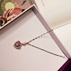 Beautiful Purple Stone Heart Anti-tarnish Necklace